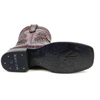 Texas Country Bota Res Hombre Ostrich Black Cherry Boots - Embossed Leather - Square Toe (E424)