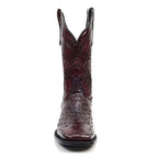 Texas Country Bota Res Hombre Ostrich Black Cherry Boots - Embossed Leather - Square Toe (E424)
