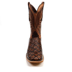 Texas Country Bota Res Hombre Pirarucu Chocolate Boots - Embossed Leather - Square Toe (E687)