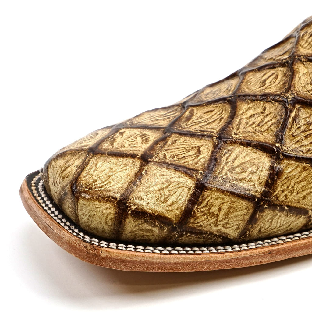 Texas Country Bota Res Hombre Pirarucu Orix Boots - Embossed Leather - Square Toe (E687)