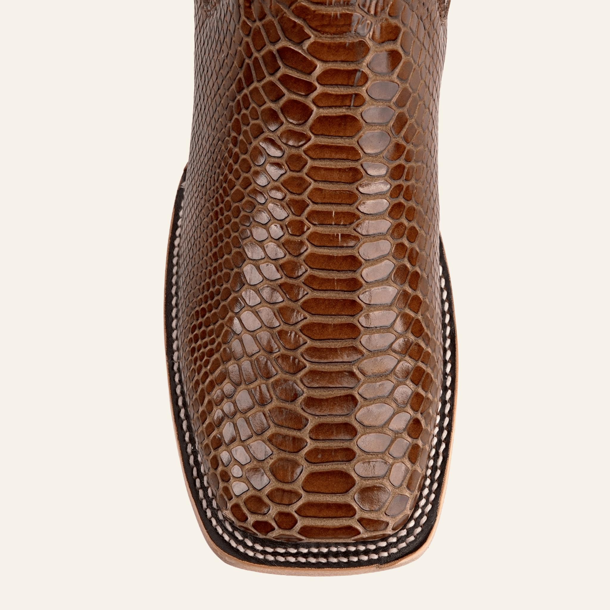 Texas Country Bota Res Hombre Snake Ankle Boots - Brown Embossed Leather - Square Toe (E946)