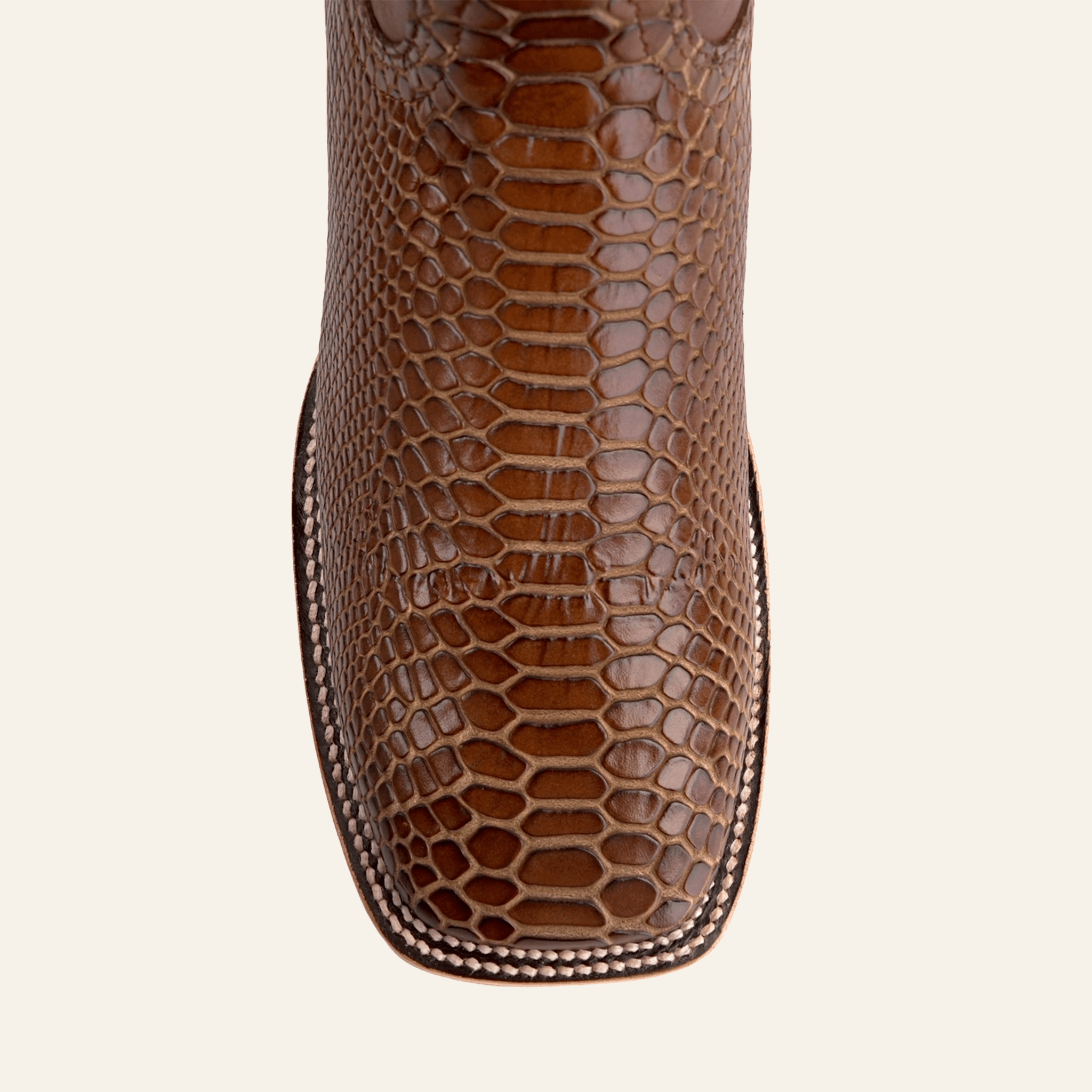 Texas Country Bota Res Hombre Snake Cowboy Boots - Brown Embossed Leather - Square Toe (E948)