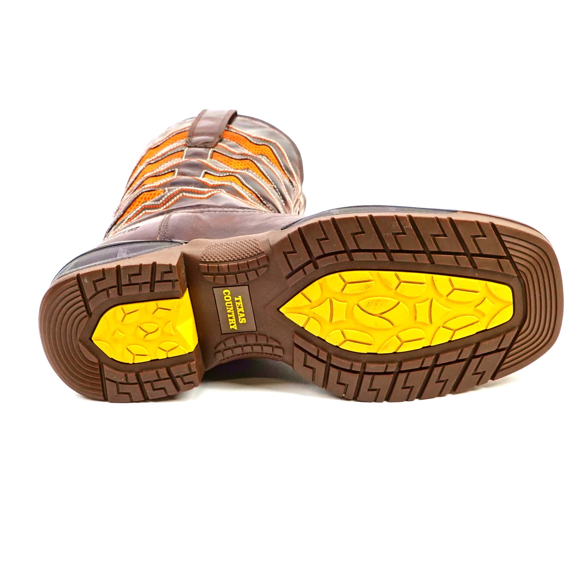 Texas Country Bota Trabajo TC Texas Country - Orange &amp; Brown Work Boots - Composite Toe (TC009)