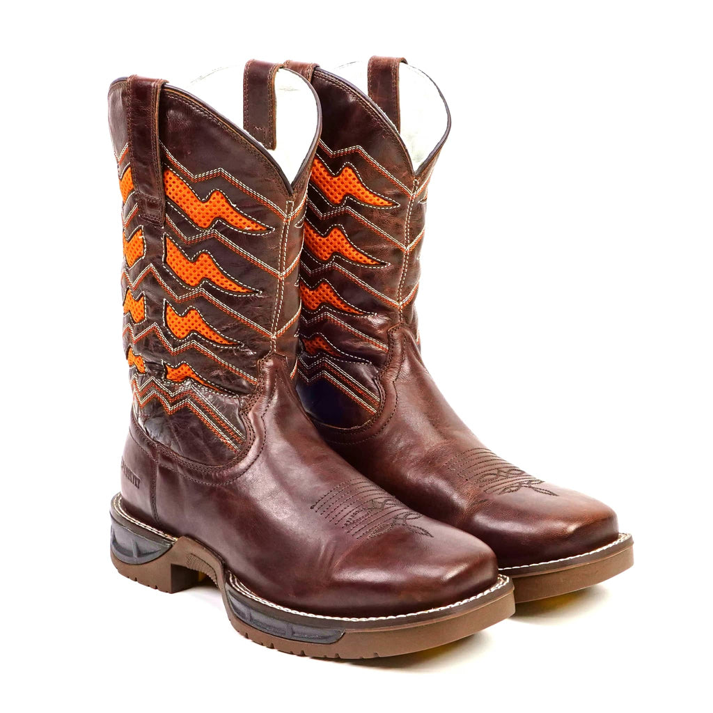 Texas Country Bota Trabajo TC Texas Country - Orange & Brown Work Boots - Soft Toe (TC009)