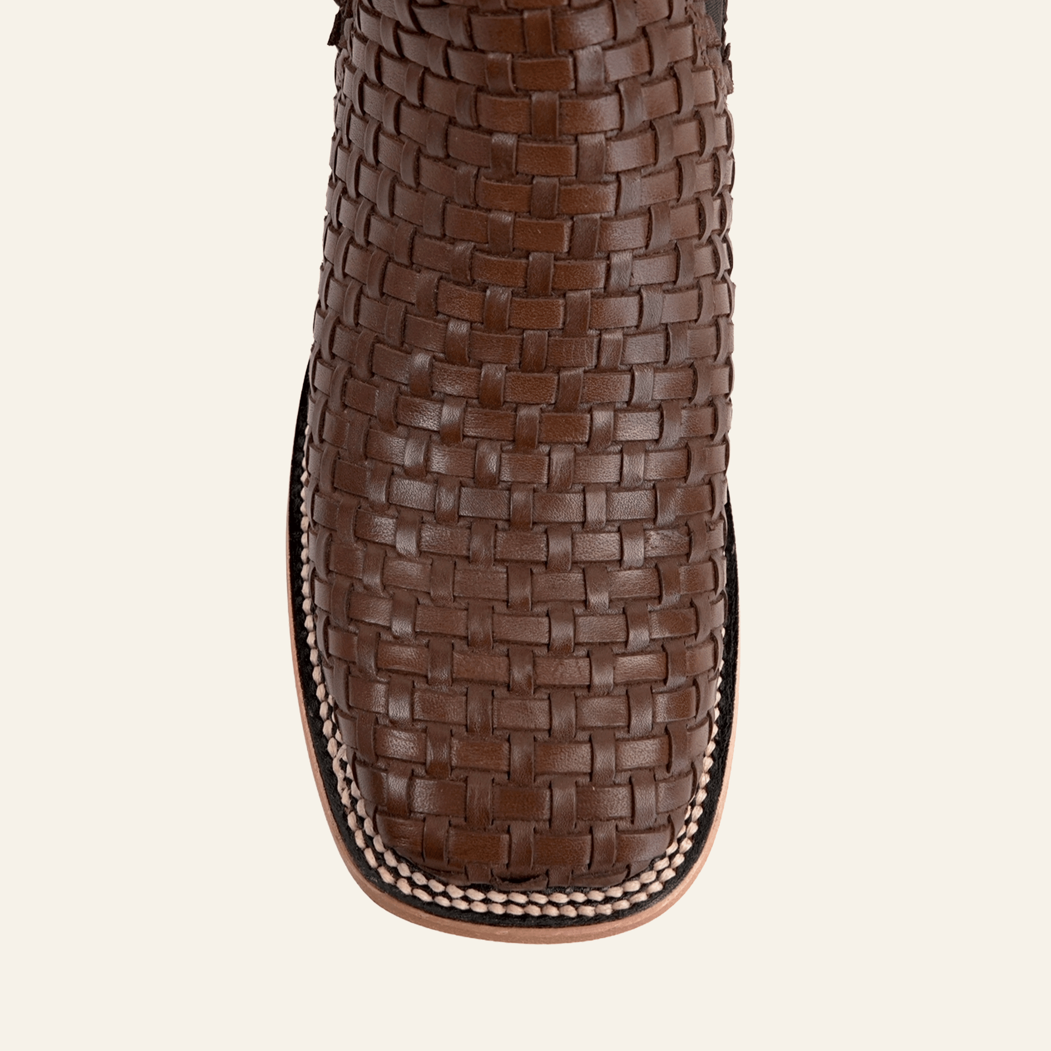 Texas Country Botines Charros TC Basket Weave Ankle Boots - Brown - Square Toe (E1200)