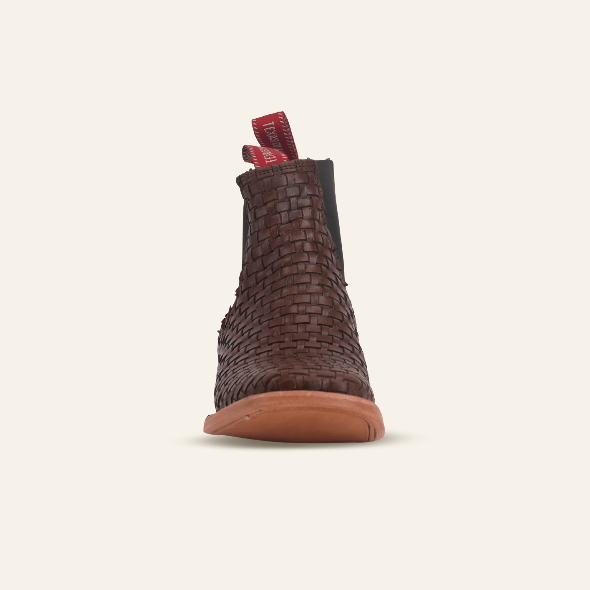 Texas Country Botines Charros TC Basket Weave Ankle Boots - Brown - Square Toe (E1200)