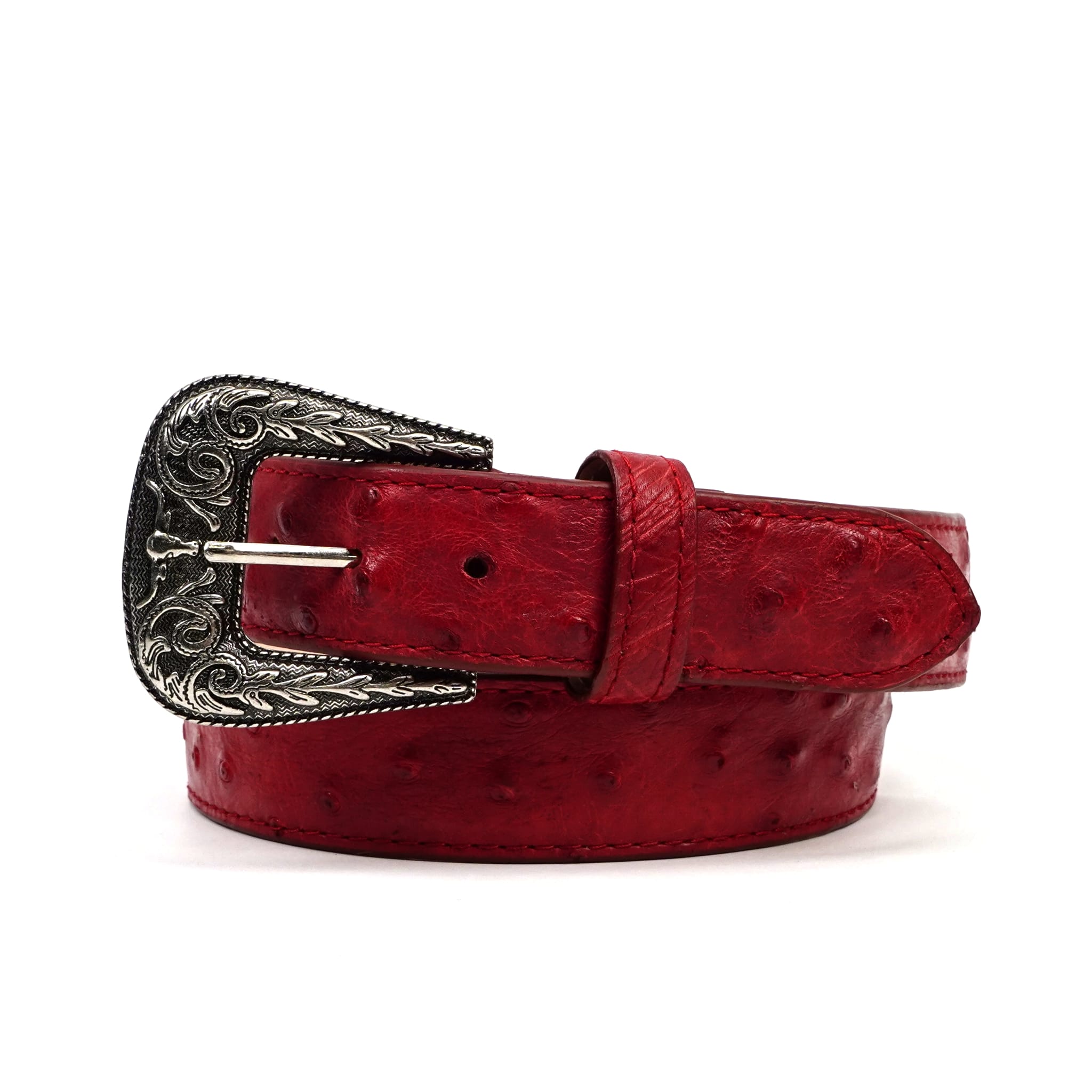 Texas Country Cinto Exotico TC Exotic Full Quilt Ostrich Belt - Red (C-028)