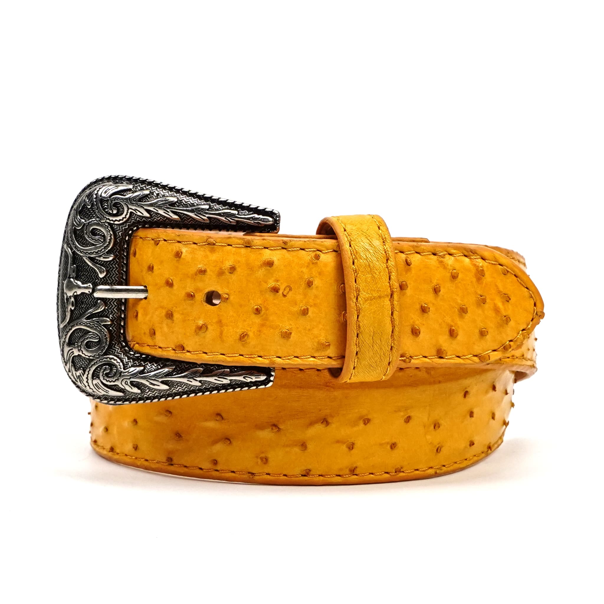 Texas Country Cinto Exotico TC Exotic Full Quilt Ostrich Belt - Yellow (C-028)