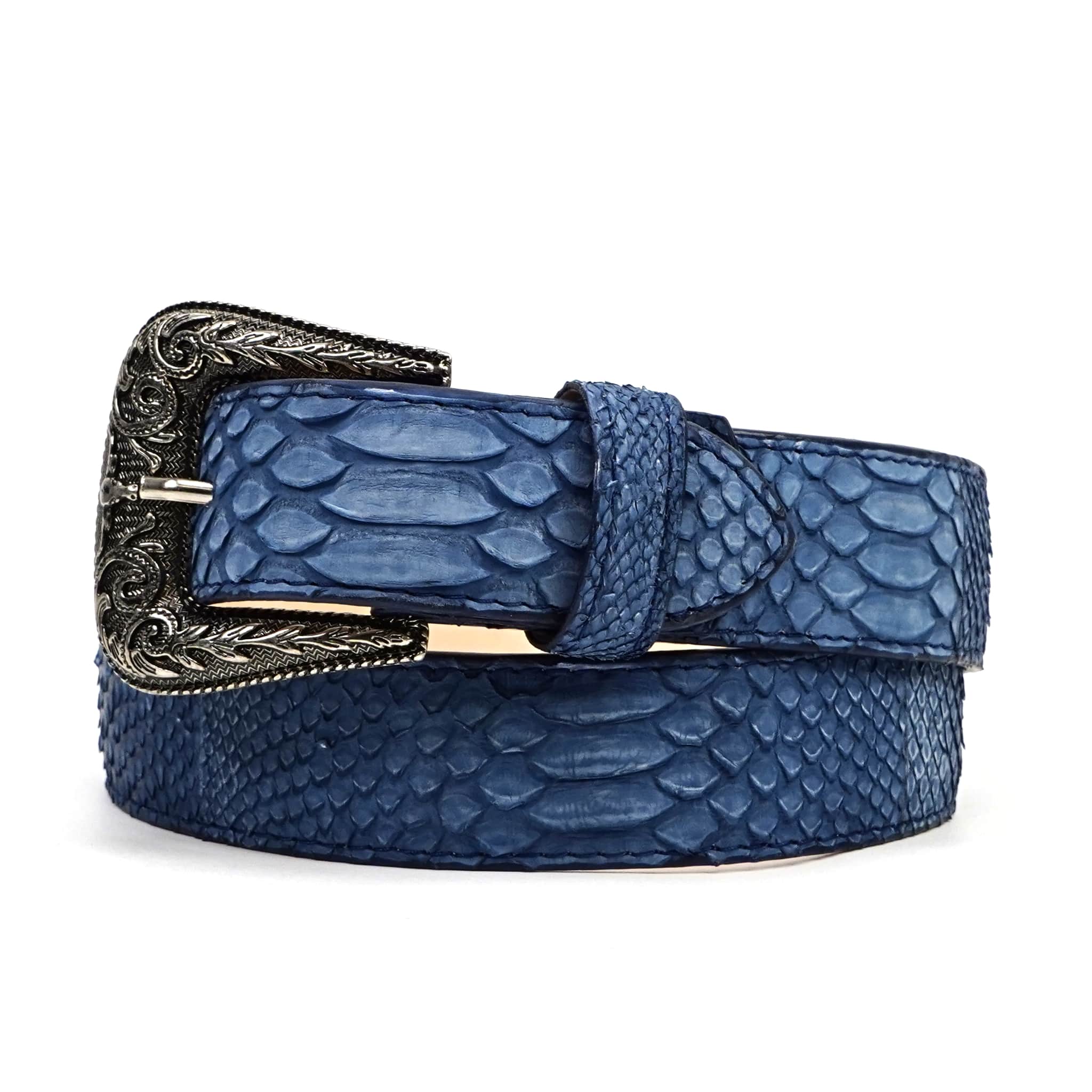 Texas Country Cinto Exotico TC Exotic Full Quilt Python Belt - Blueberry (C-028)