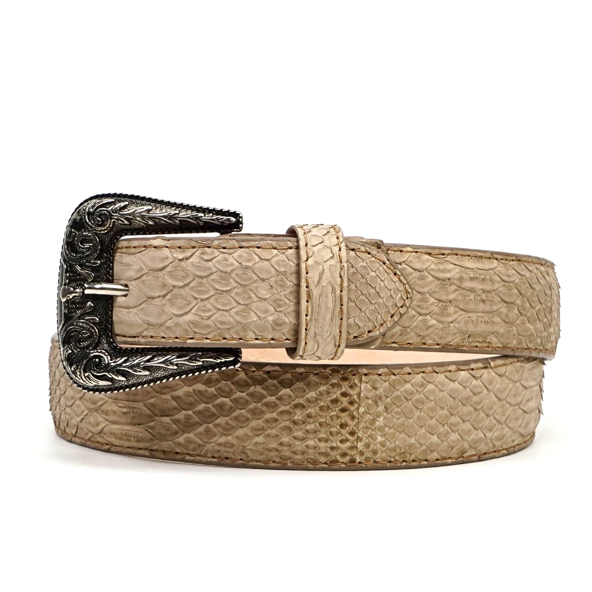 Texas Country Cinto Exotico TC Exotic Full Quilt Python Belt - Cappuccino (C-028)