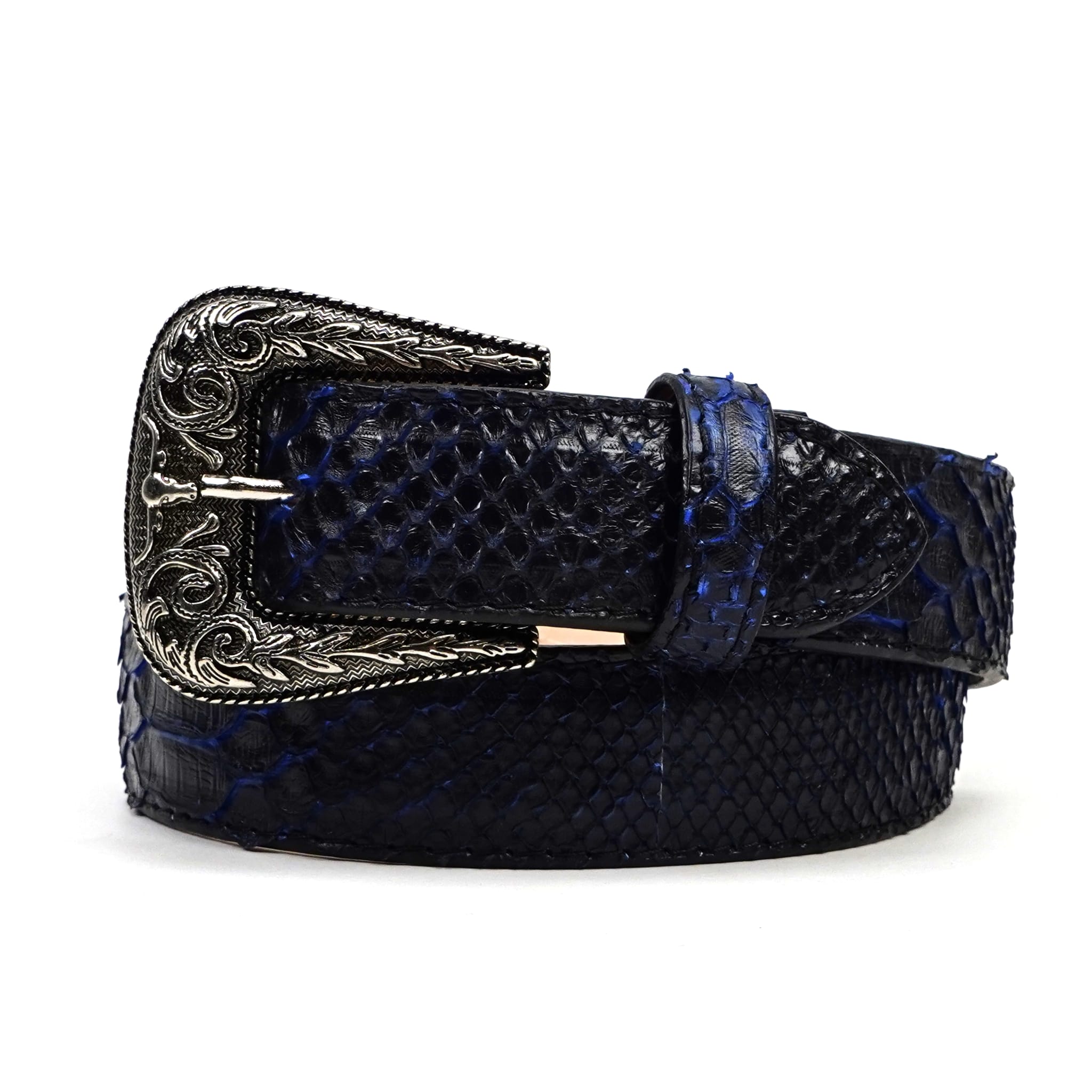 Texas Country Cinto Exotico TC Exotic Full Quilt Python Belt - Denim Blue (C-028)