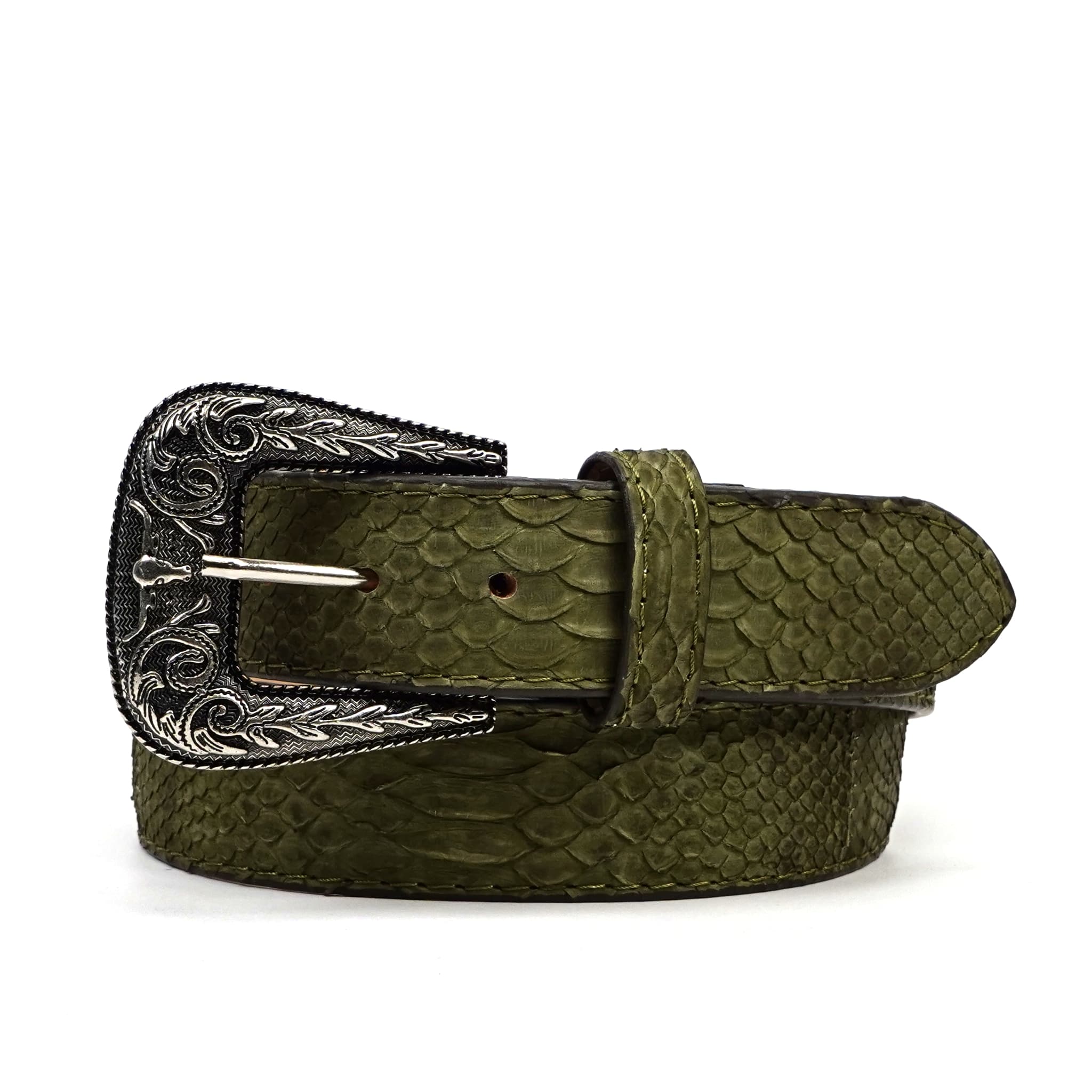 Texas Country Cinto Exotico TC Exotic Full Quilt Python Belt - Green (C-028)