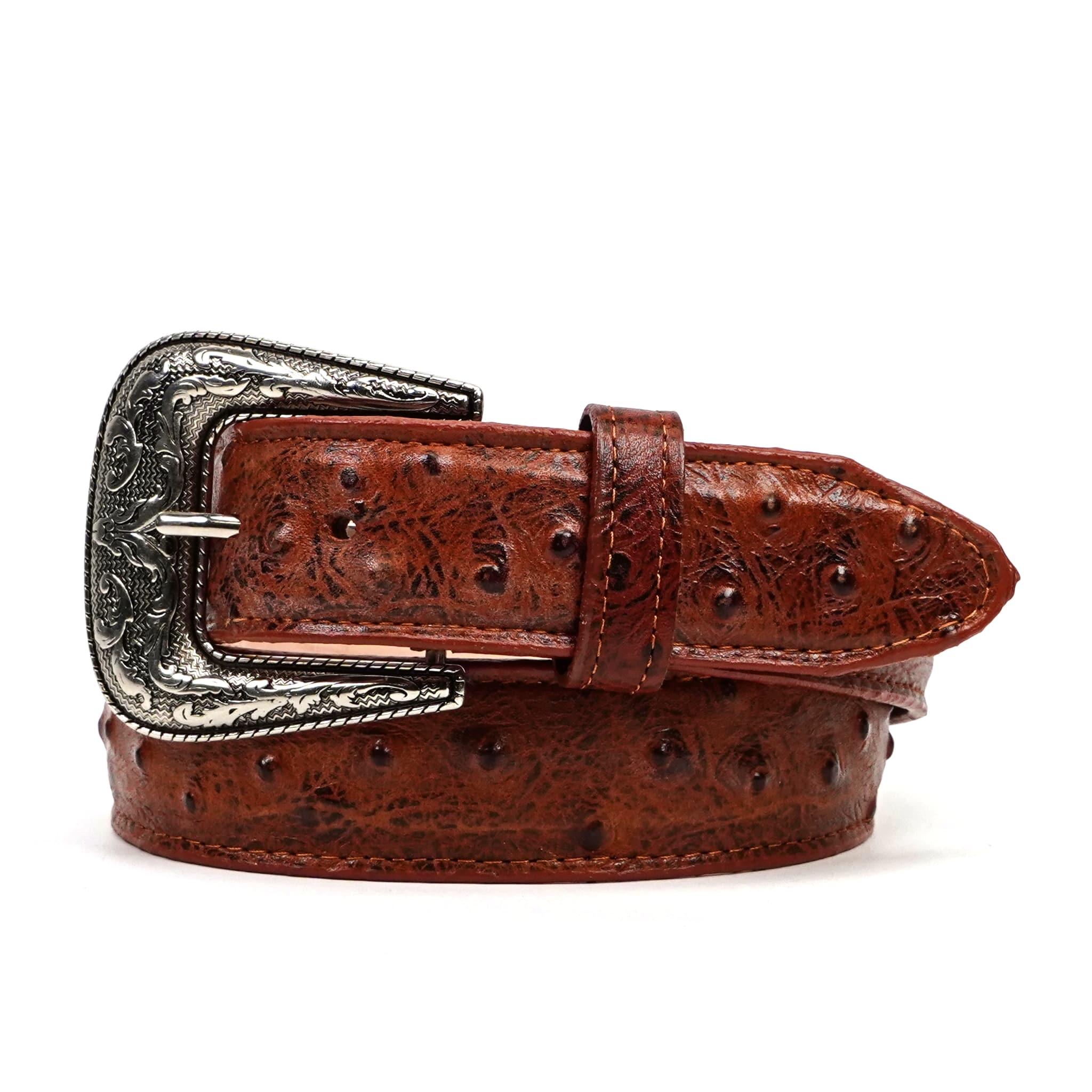 Texas Country Cinto Hombre TC Ostrich Embossed Leather Belt - Cognac (C-IMI)