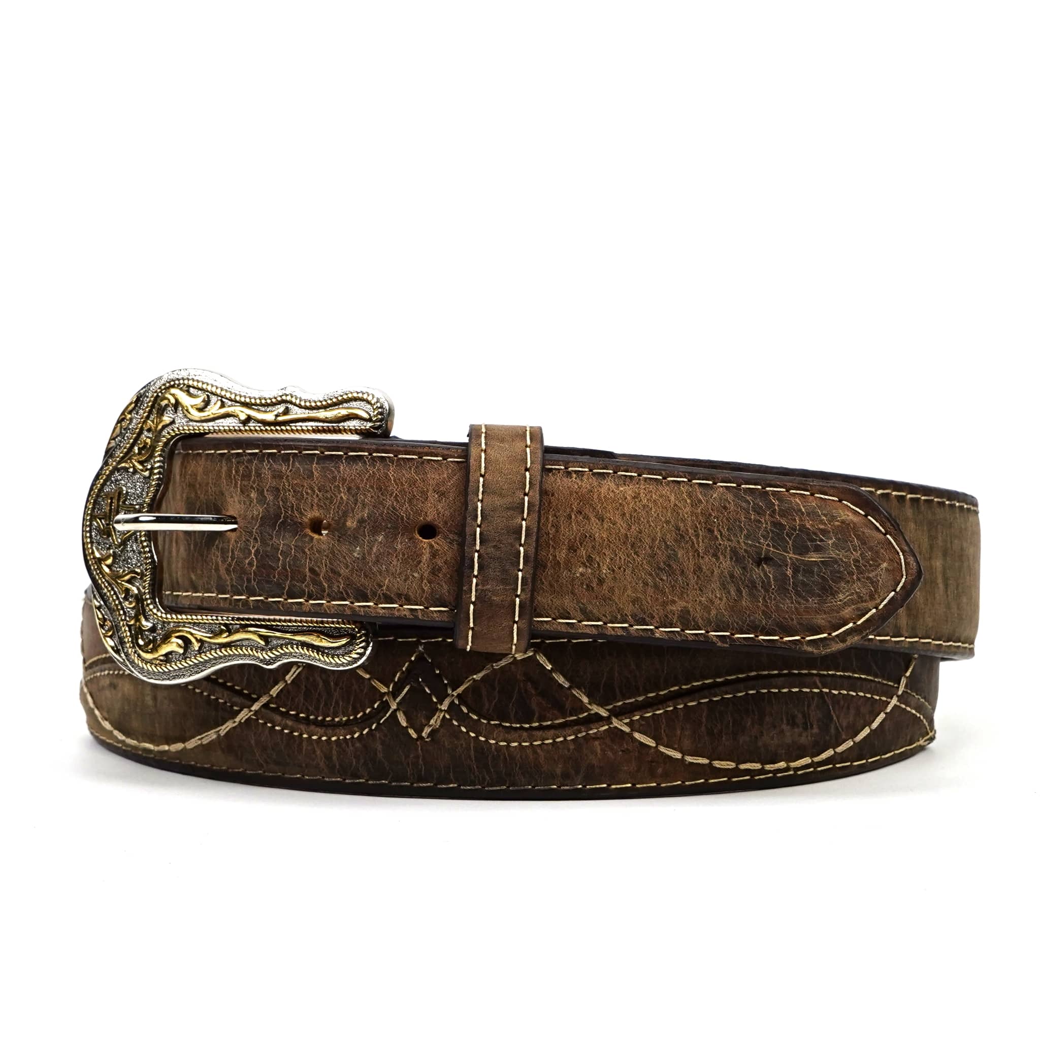 Texas Country Cinto Hombre TC Stitched Cowhide Belt - Azkar Tan (C-V4301)