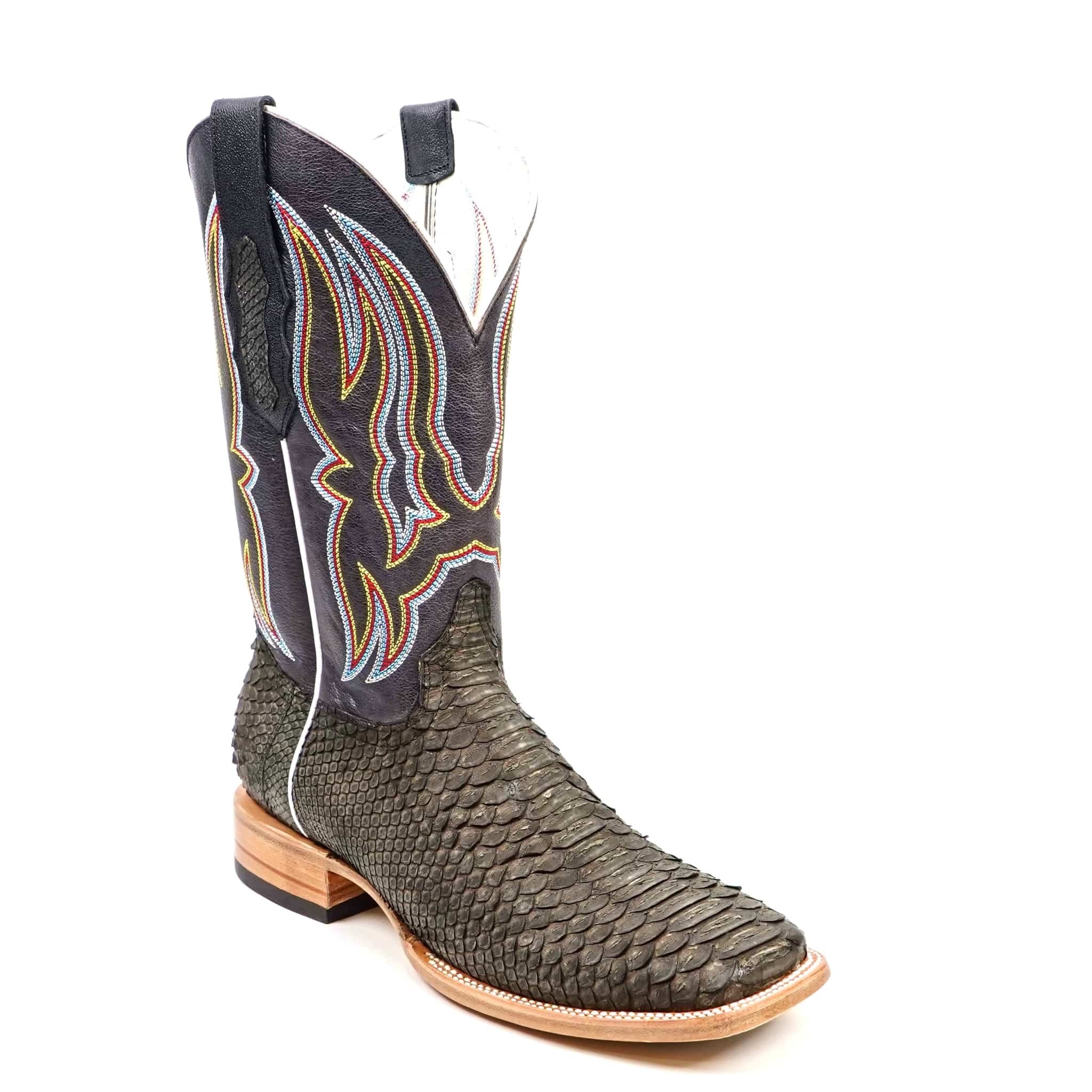 Texas Country Mens Diamond Collection Braxton Python Boots - Oxford Gray - Square Toe