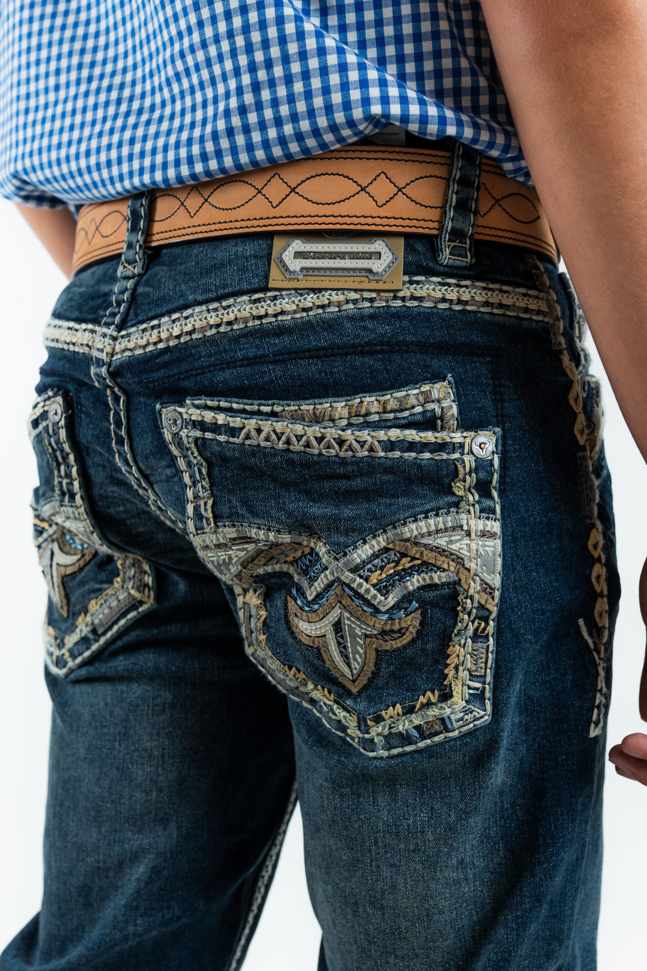 Western Blue Pantalones Men's Straight Leg Denim Jeans (WJ2379)