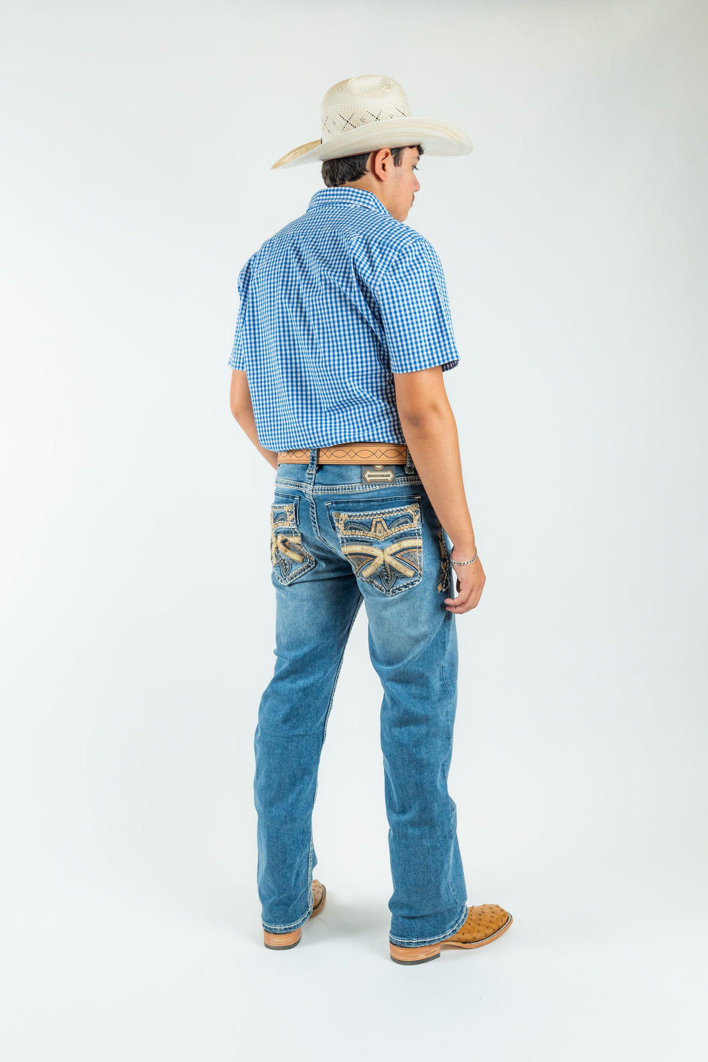 Western Blue Pantalones Men's Straight Leg Denim Jeans (WJ2382)