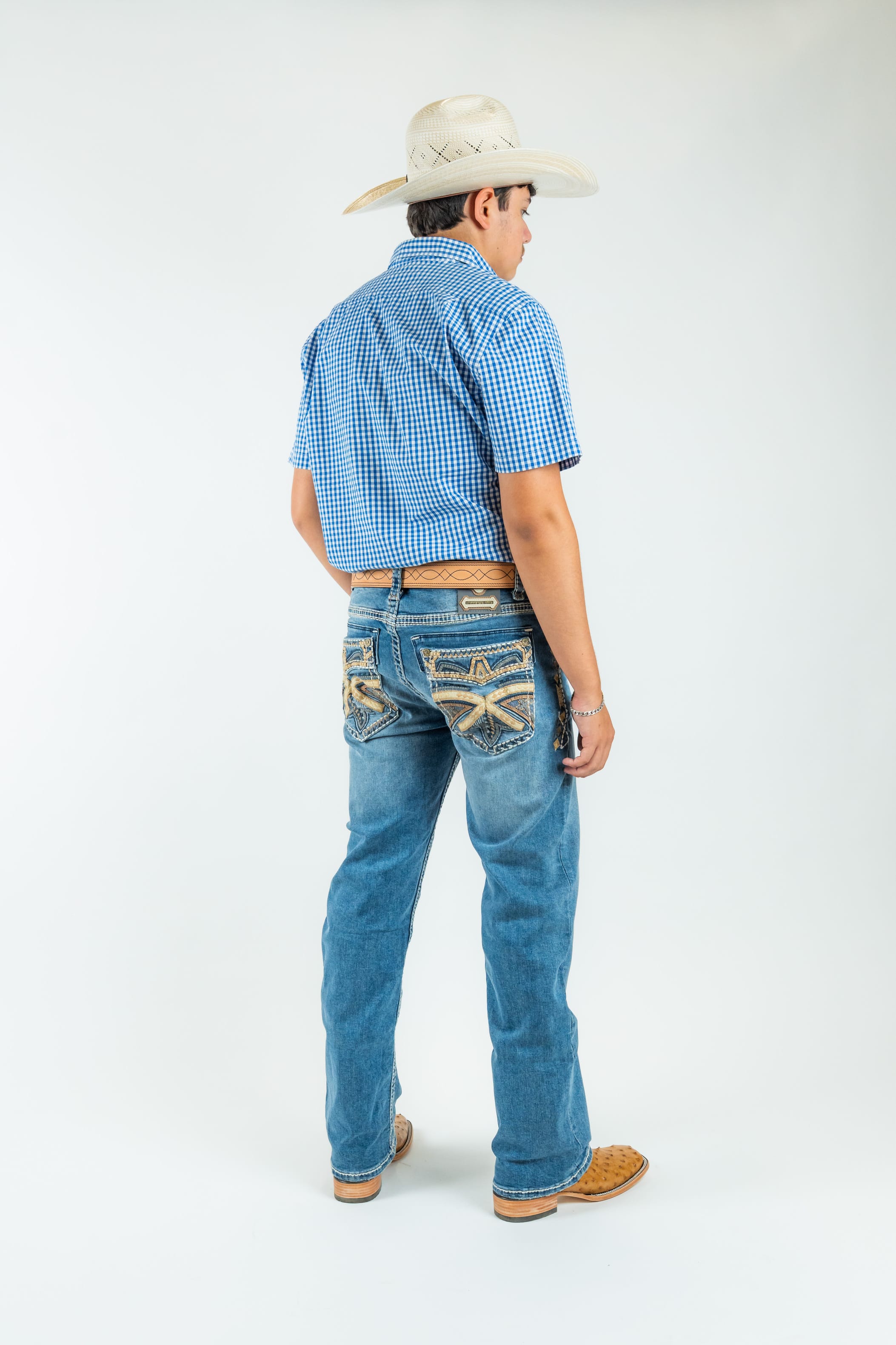 Western Blue Pantalones Men's Straight Leg Denim Jeans (WJ2382)