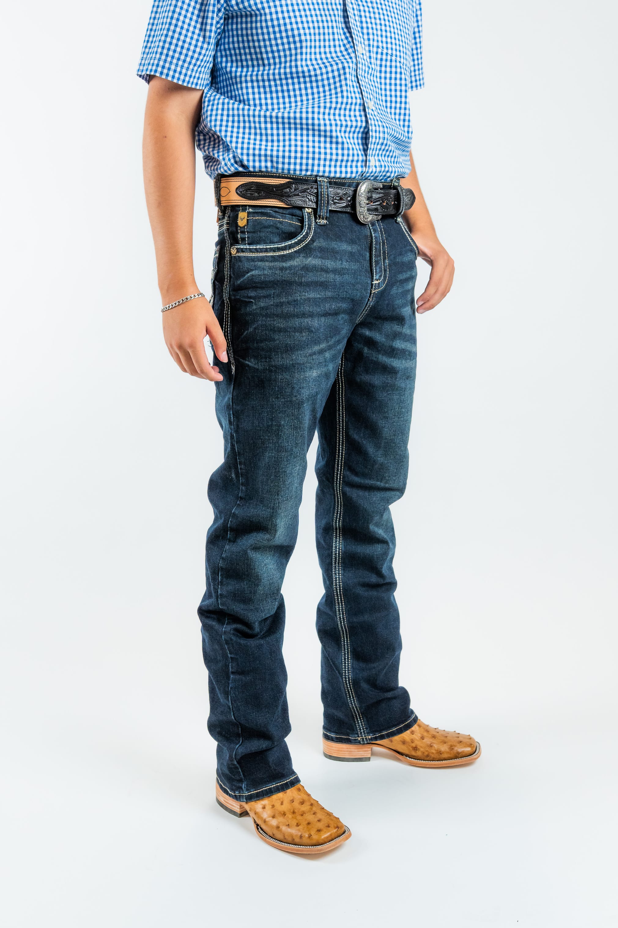 Western Blue Pantalones Western Blue - Men's Classic Modern Boot Cut Jeans (W487)
