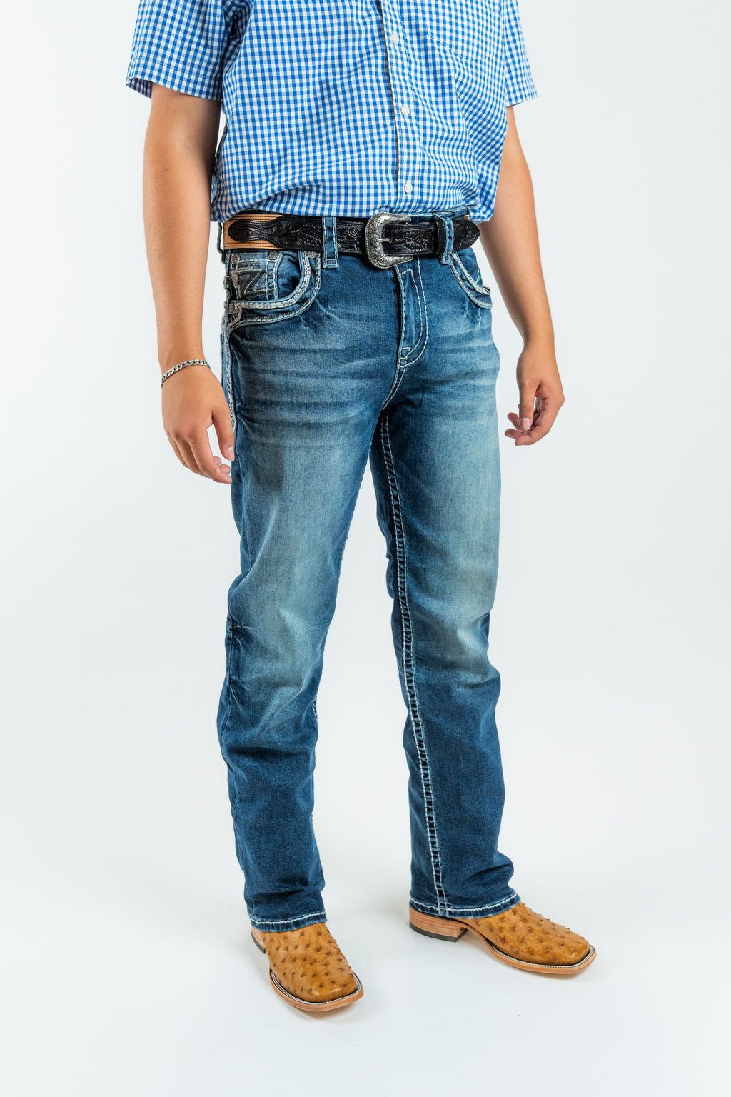 Western Blue Pantalones Western Blue - Men's Straight Leg Denim Jeans (WJ2363)