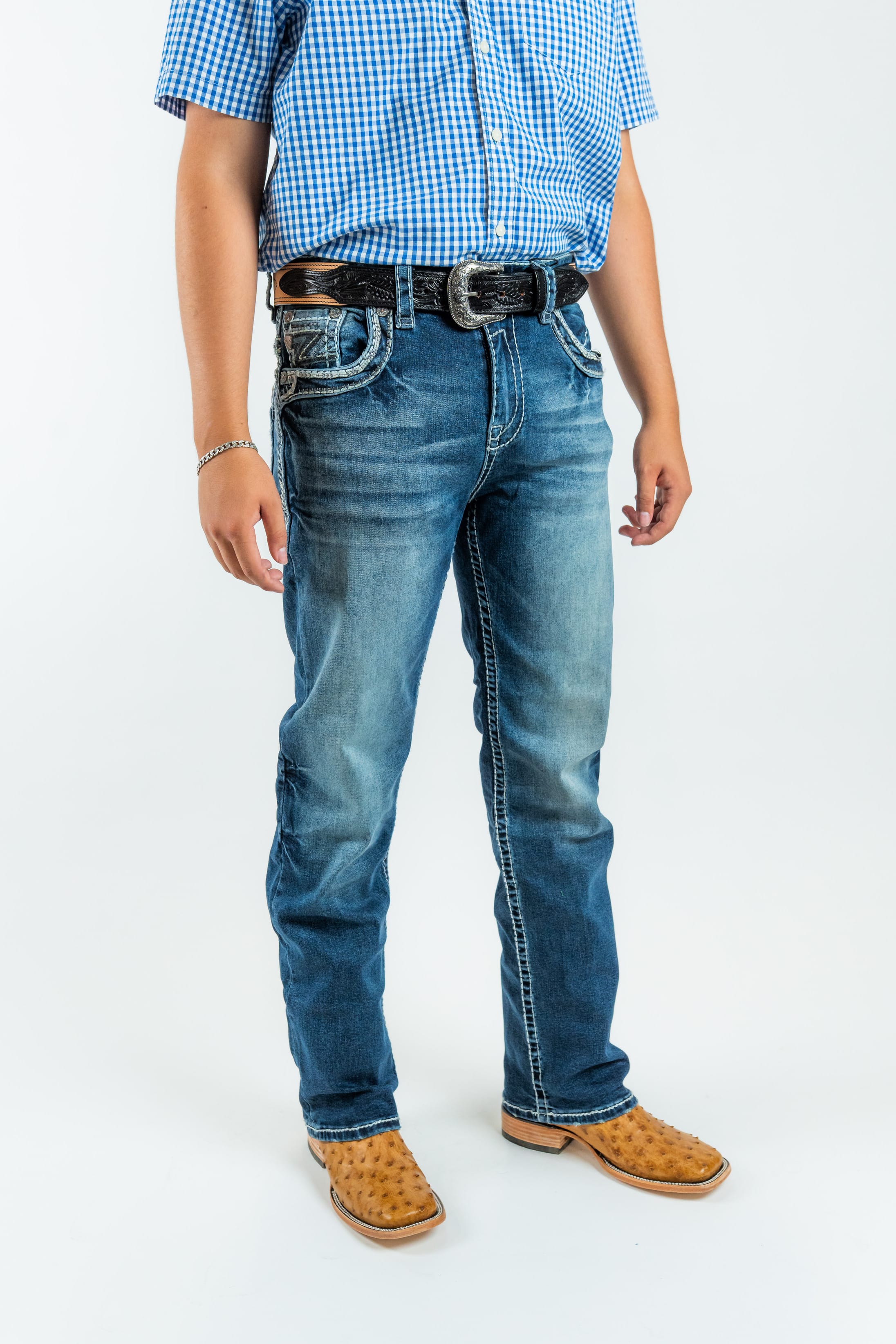 Western Blue Pantalones Western Blue - Men's Straight Leg Denim Jeans (WJ2363)