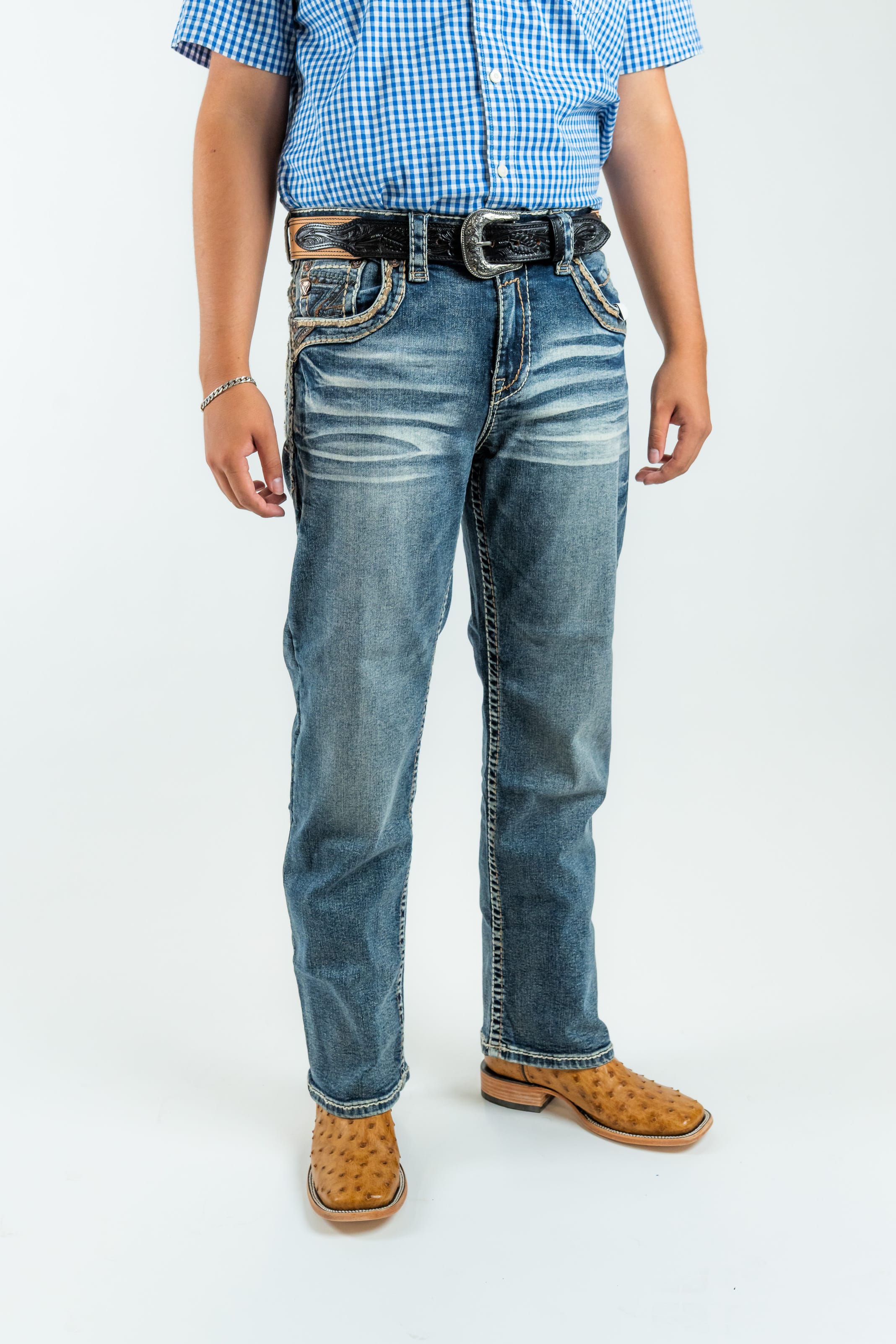 Western Blue Pantalones Western Blue - Men's Straight Leg Denim Jeans (WJ2365)