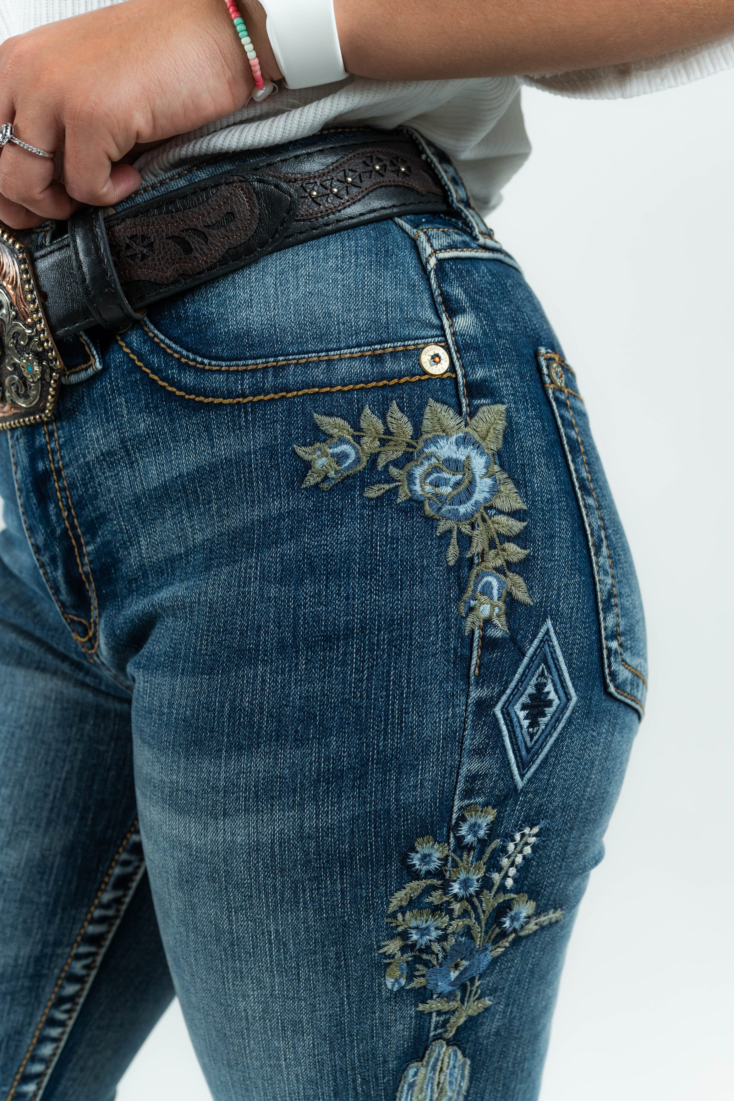 Western Blue Pantalones Women's Boot Cut Denim Jeans (W222-PB)