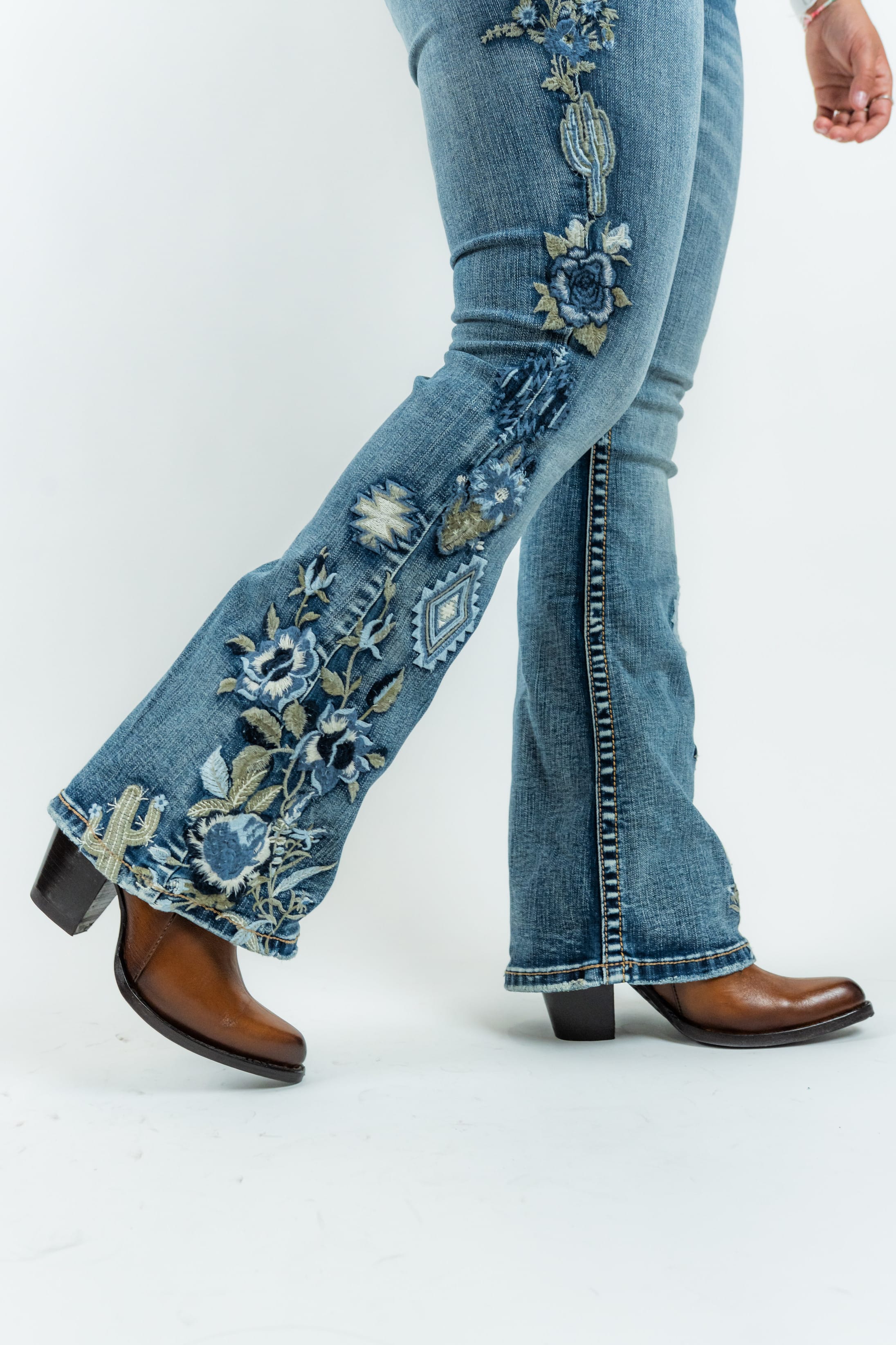 Western Blue Pantalones Women's Boot Cut Denim Jeans (W222-PB)