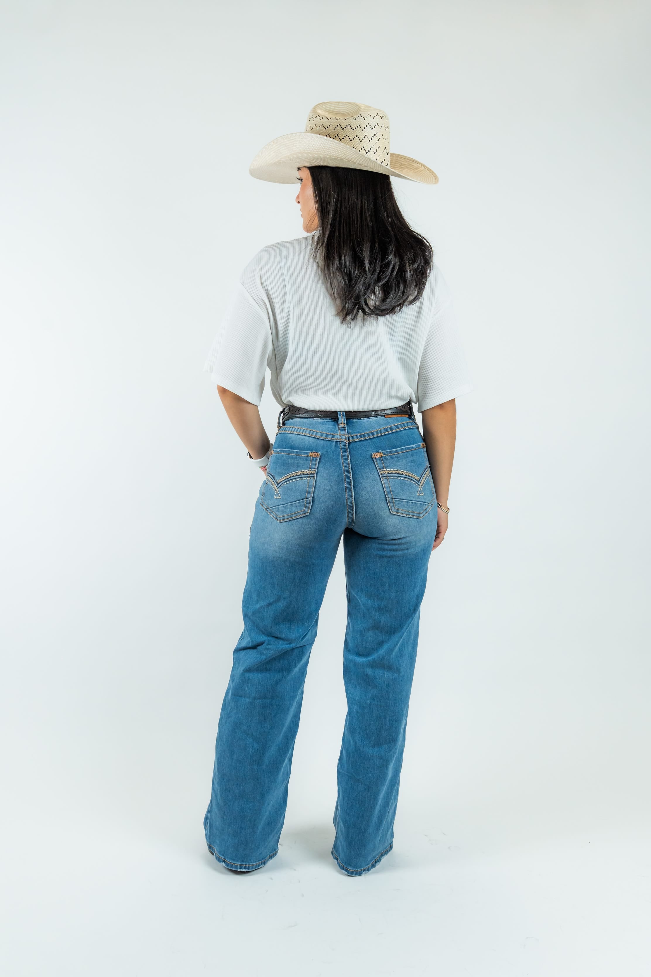 Western Blue Pantalones Women's Boot Cut Denim Jeans (W242-TS33)