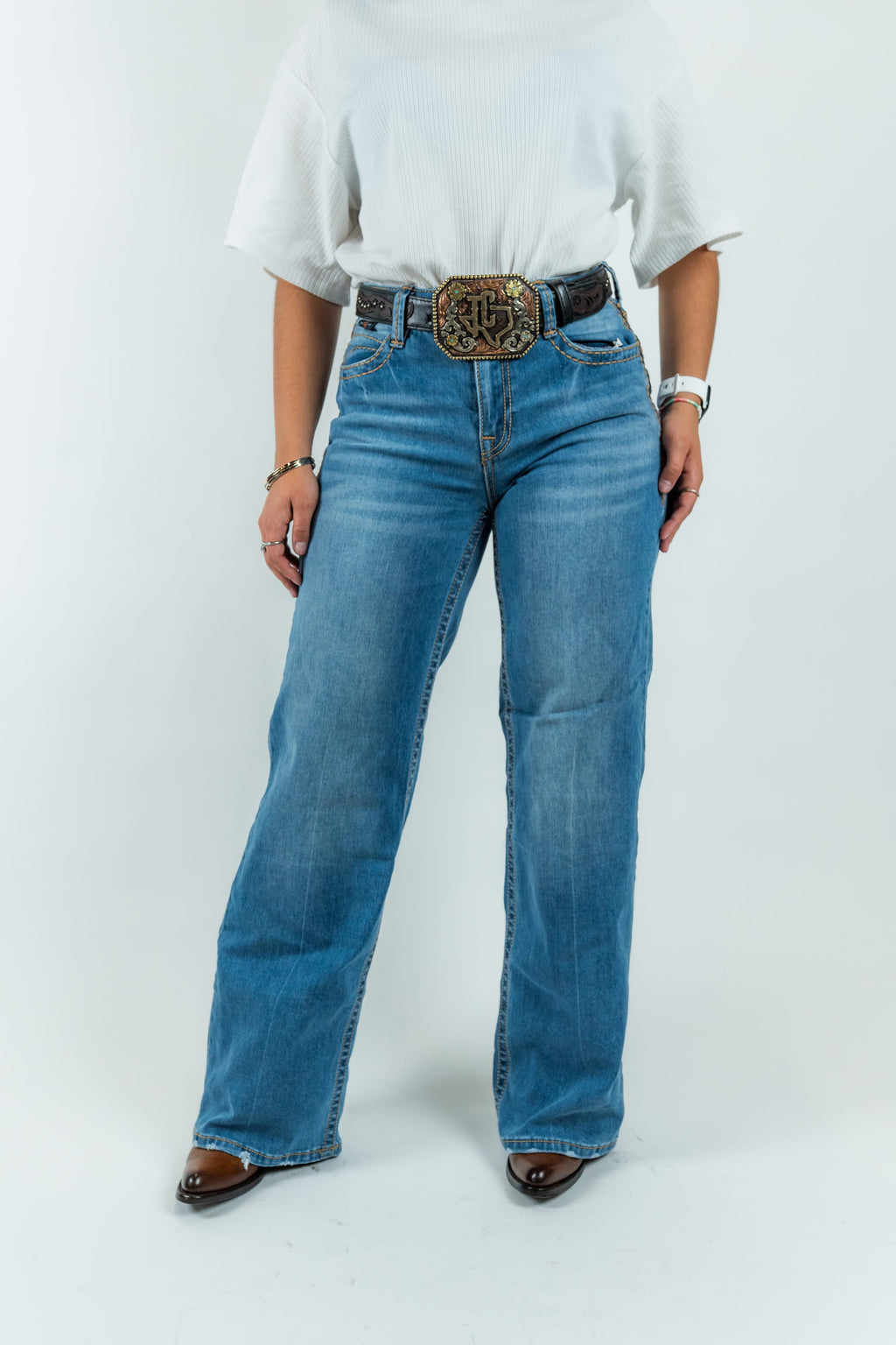Western Blue Pantalones Women's Boot Cut Denim Jeans (W242-TS33)