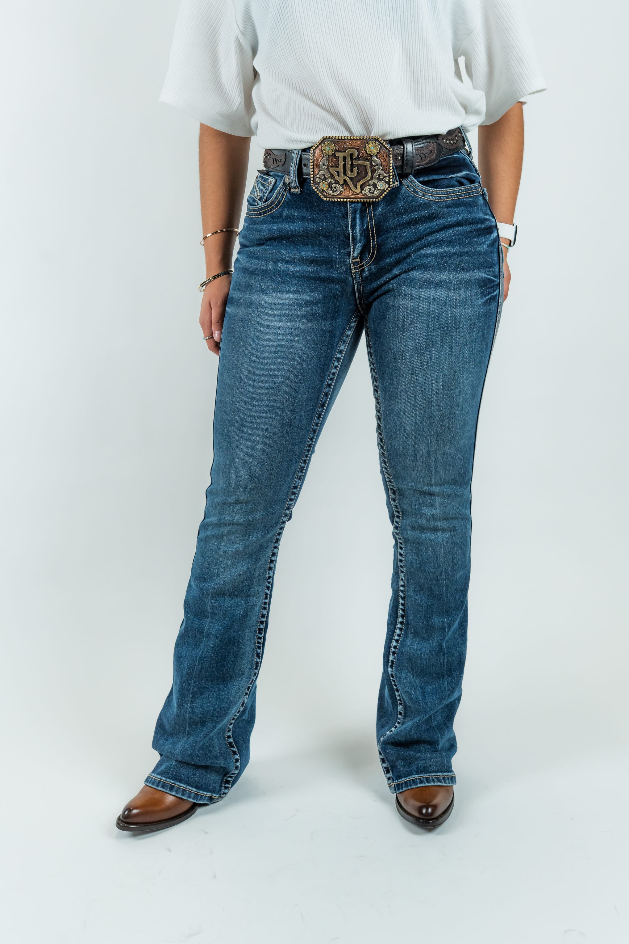 Western Blue Pantalones Women's Boot Cut Denim Jeans (W243-PB33)