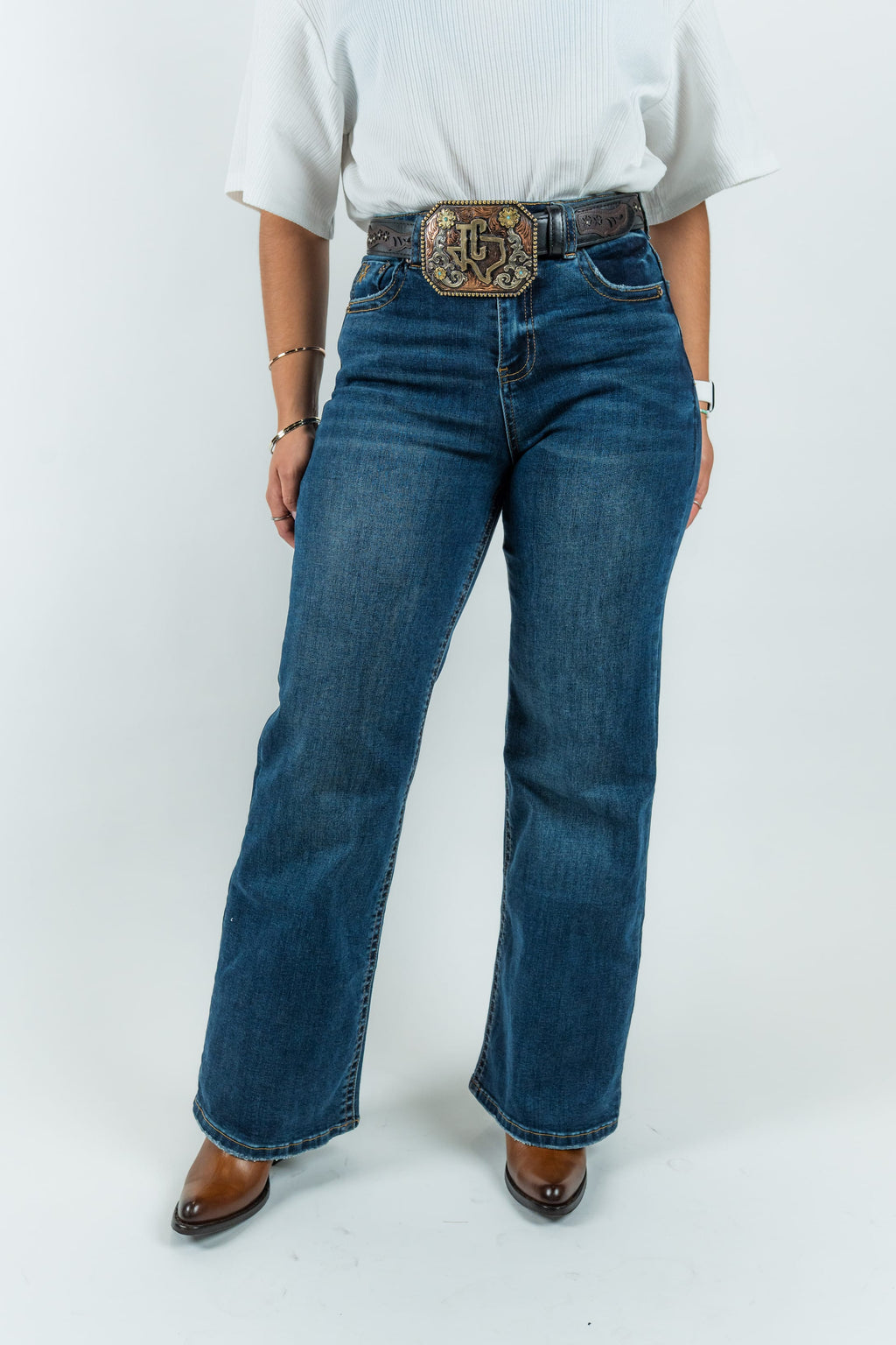 Western Blue Pantalones Women's High-Rise Wide Fit Denim Jeans (W2374-WL)