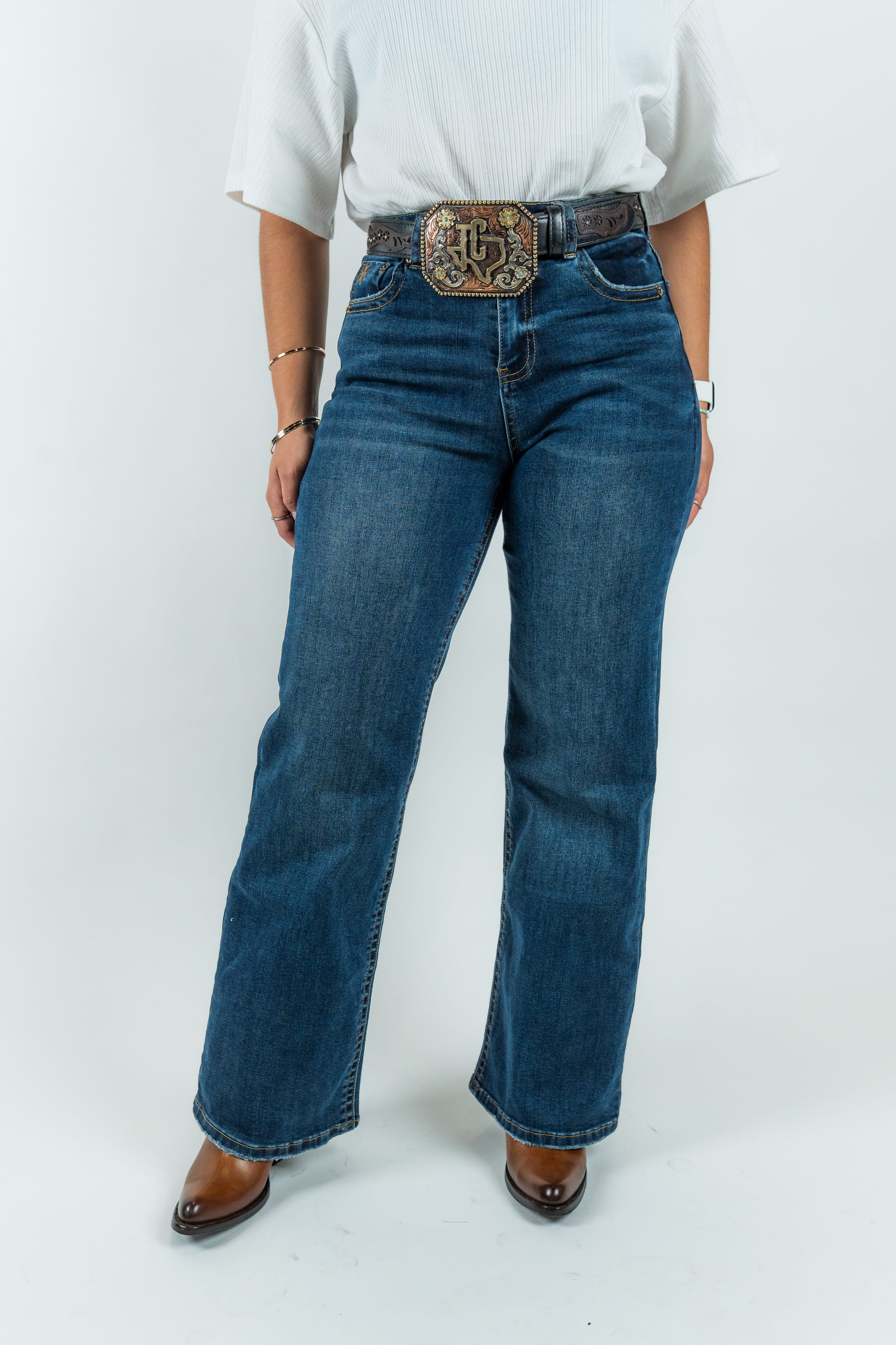 Western Blue Pantalones Women's High-Rise Wide Fit Denim Jeans (W2374-WL)
